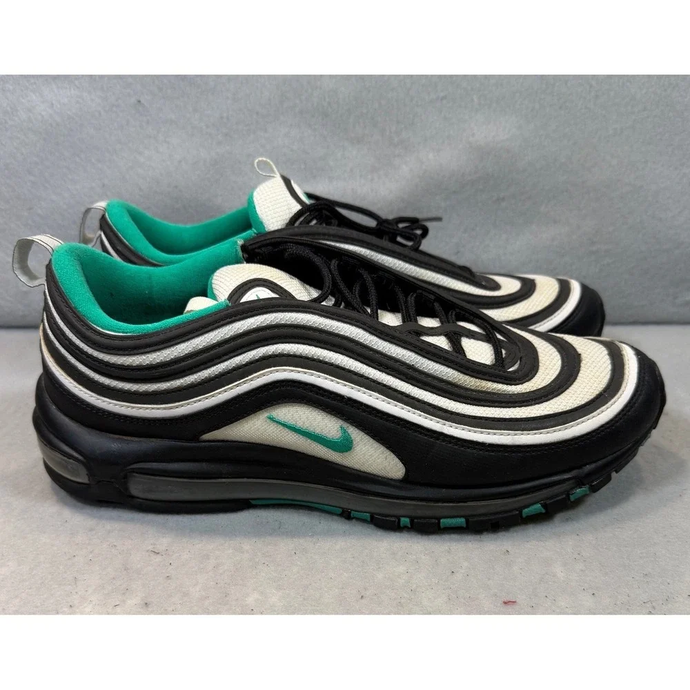 Nike Air Max 97 Black White Clear Emerald Mens Sneakers 921826-013 Size 12